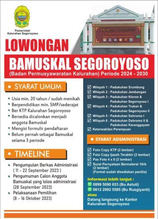 Lowongan Bamuskal Segoroyoso untuk Masa Jabatan 2024 - 2030
